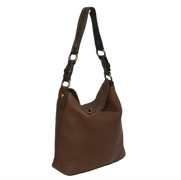 Vintage Coach Chelsea Pebbled North South Turn Lock Hobo Bag in Dark Brown 10947 - Picture 2 of 12